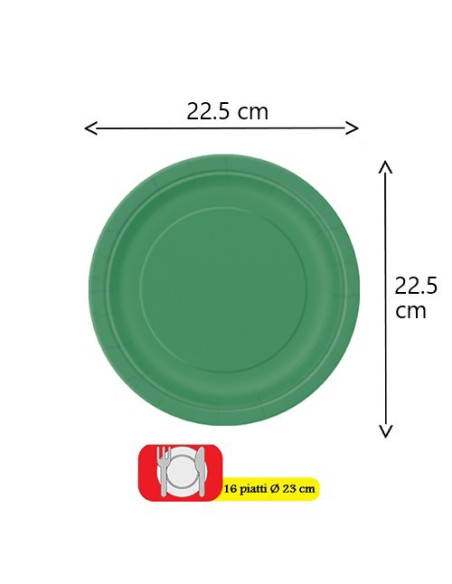 Verde Smeraldo Piatti di carta 23 cm