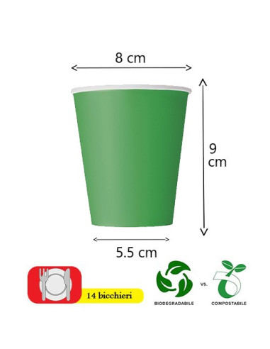 Verde Smeraldo - Bicchieri di carta 266 ml