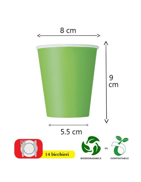 Verde Lime Bicchieri di carta 266 ml ECO