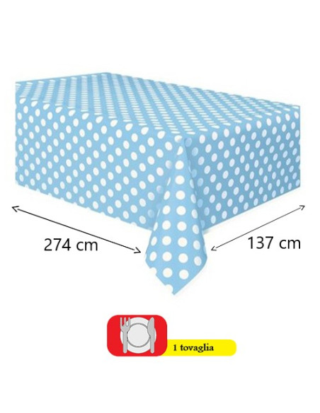 Azzurro pois Bianchi Tovaglia di plastica 137x274 cm