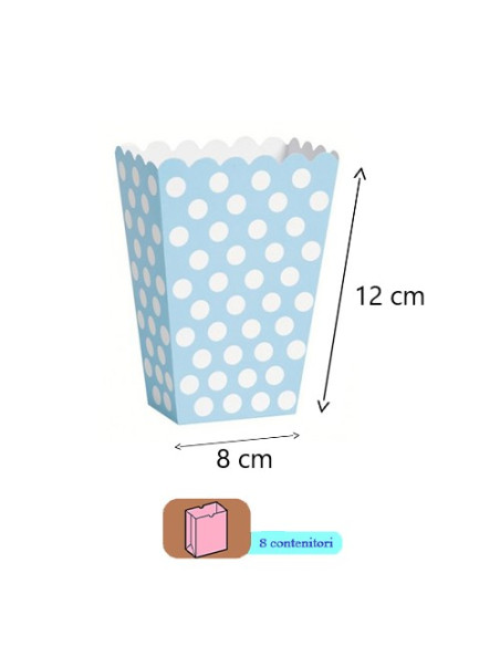 Azzurro Pois Bianchi - Contenitore cartoncino 12x8 cm
