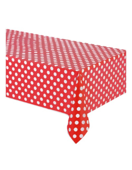 Rosso Pois Bianchi - Tovaglia di plastica 137x274 cm