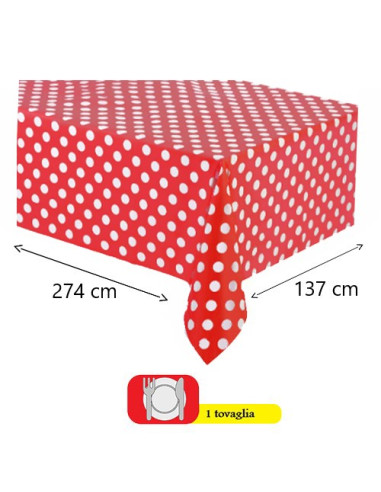 Rosso Pois Bianchi - Tovaglia di plastica...