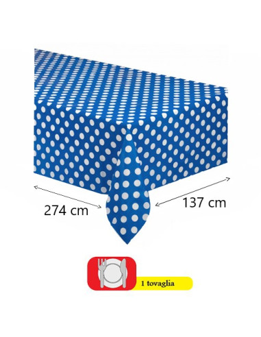 Blu pois Bianchi Tovaglia di plastica 137x274 cm