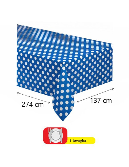 Blu pois Bianchi Tovaglia di plastica 137x274 cm