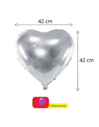 Argento - Pallone foil Standard 17"- 42 cm (Cuore)