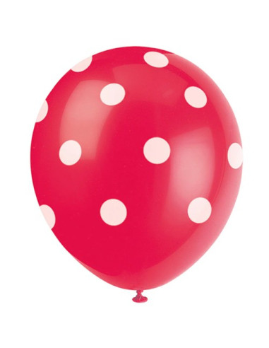 Rosso Pois Bianchi Palloncini in lattice 12"- 30 cm