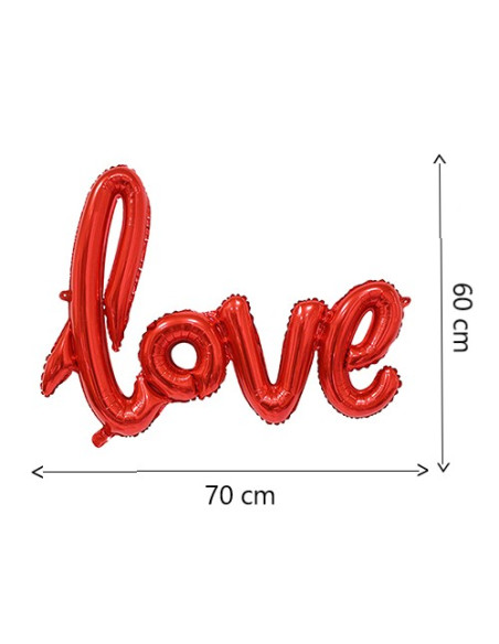 Palloncino foil 70x60 cm con scritta Love di colore Rosso