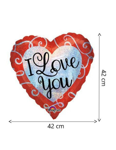 Pallone foil standard 17" - 42 cm Sparkle Heart