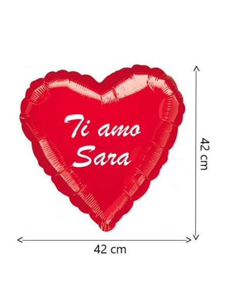 Rosso Palloncino foil a forma di cuore personalizzabile