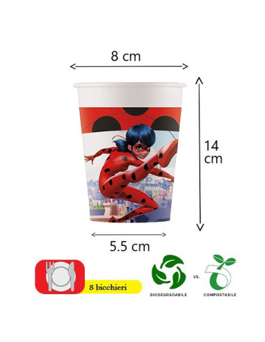 Miraculous Lady Bug - Bicchieri di carta 250 ml