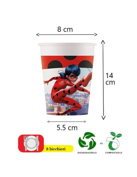 Miraculous Lady Bug - Bicchieri di carta 250 ml