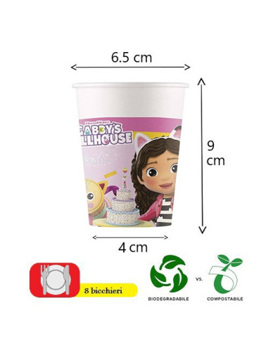 Gabby's Dollhouse Bicchieri di carta 200 ml ECO