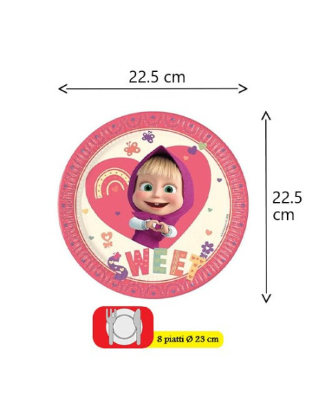 Masha & Orso - Piatti di carta 23 cm