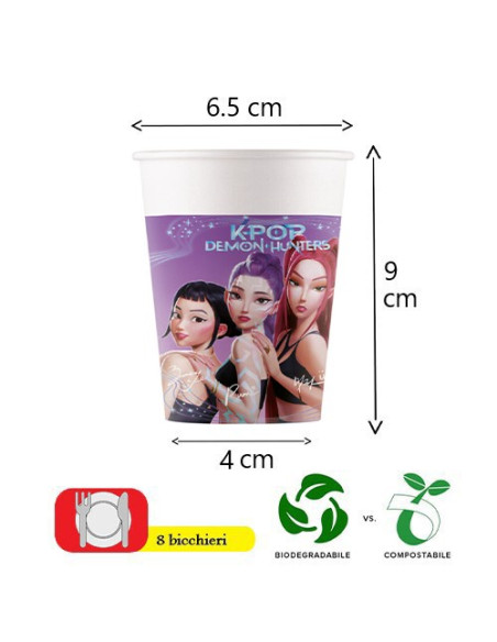 K-Pop Demon Hunter Bicchieri di carta 200 ml ECO