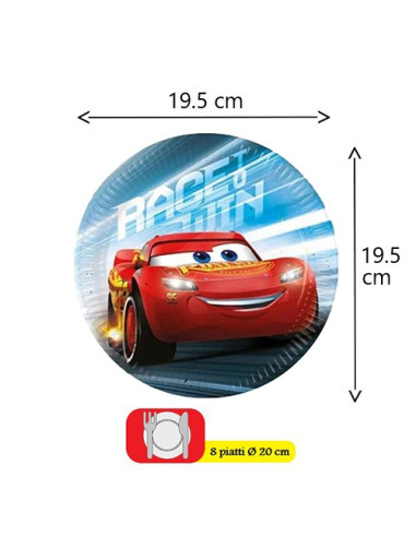 Cars Piatti di carta da dessert 20 cm